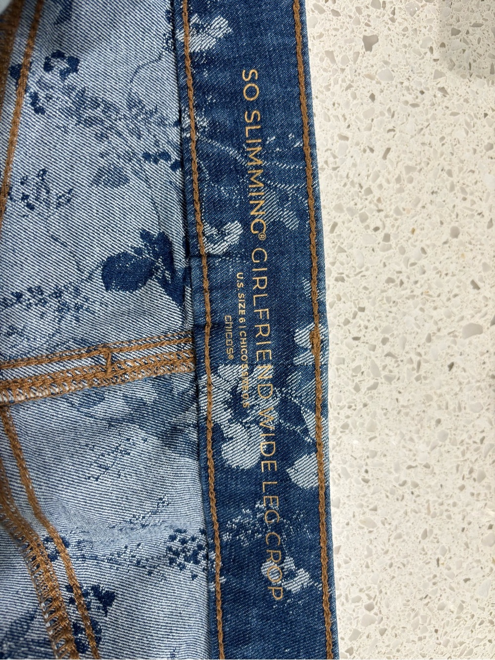 Chico's Blue Floral Wide-Leg Jeans in